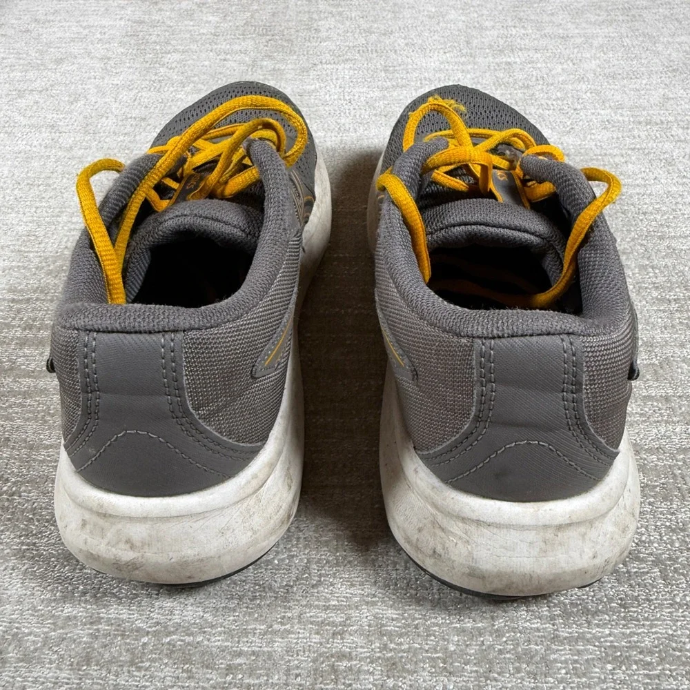 Asics Contend 9 Kids Size 5 Grey Yellow Mesh Athletic Running Sneakers